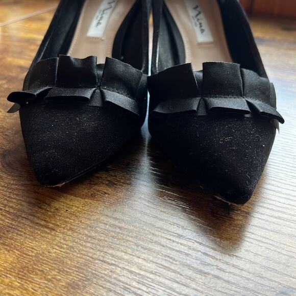 Nina New York Thea Black Velvet Feel Formal Sleek Small Heels - Picture 5 of 13
